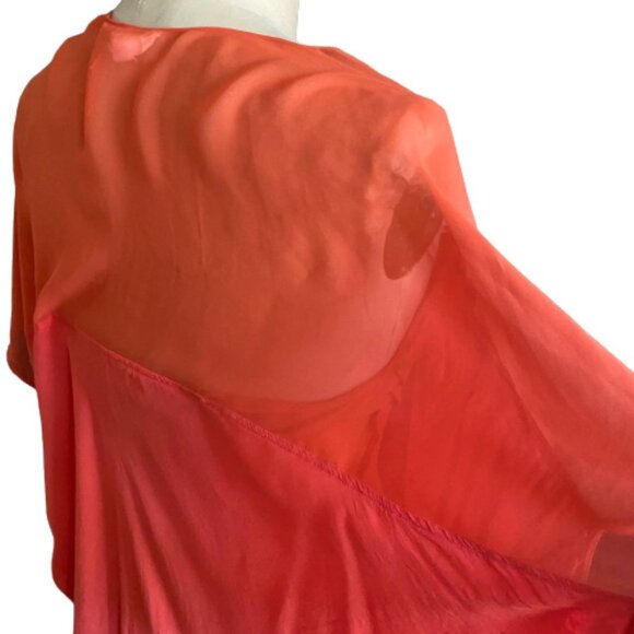 Helmut Lang Oasis Draped Voile Chiffon Dress in Anemone (Orange) - Picture 8 of 16
